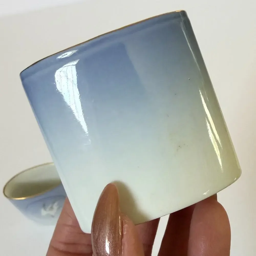 Porcelain Vase Pair Seagull Bing Grondahl Denmark Ceramic 2.5in Blue Danish MCM